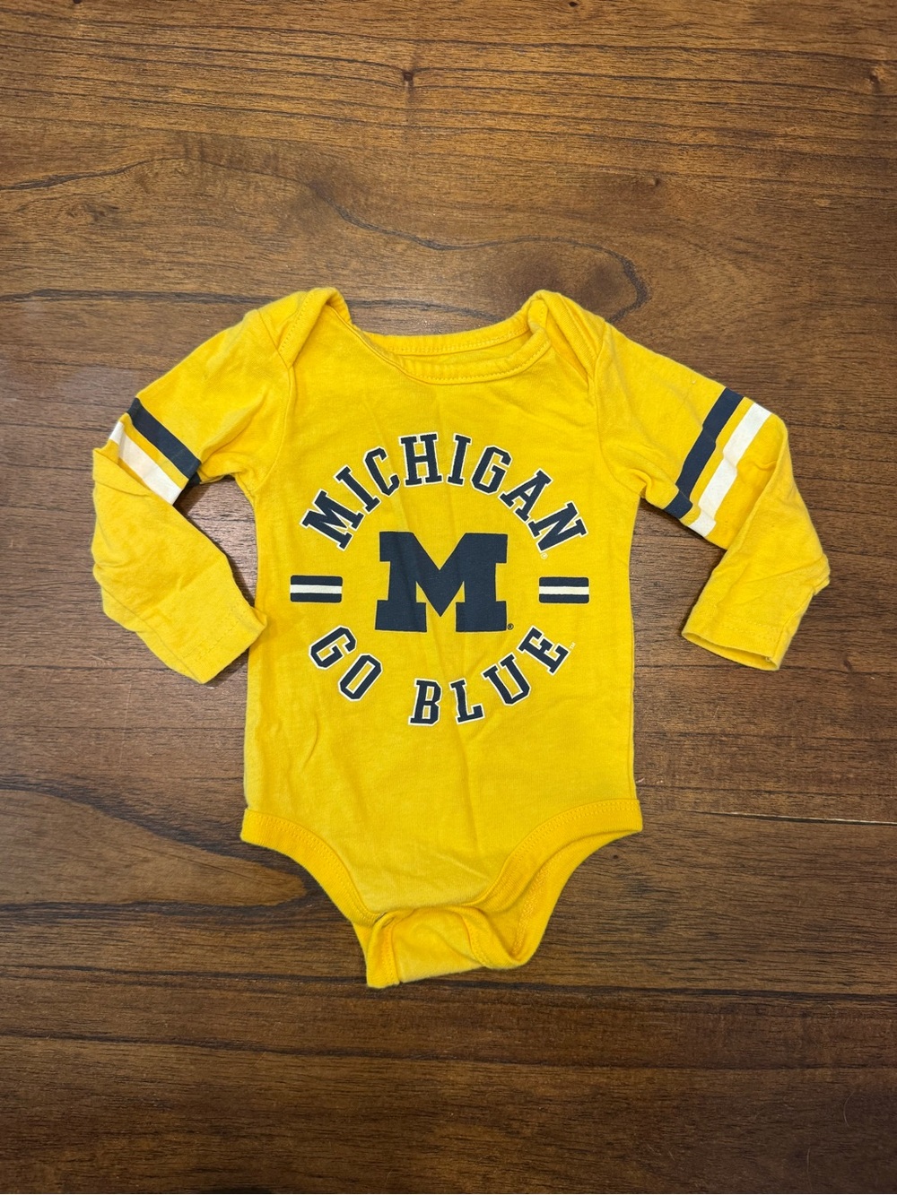 Colosseum Yellow & Navy Michigan 'M' Go Blue Long-Sleeve Baby One-Piece